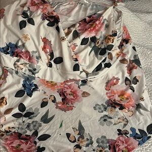 Plus size 3x VENUS Elegant White and Gray Blouse w/spaghetti straps